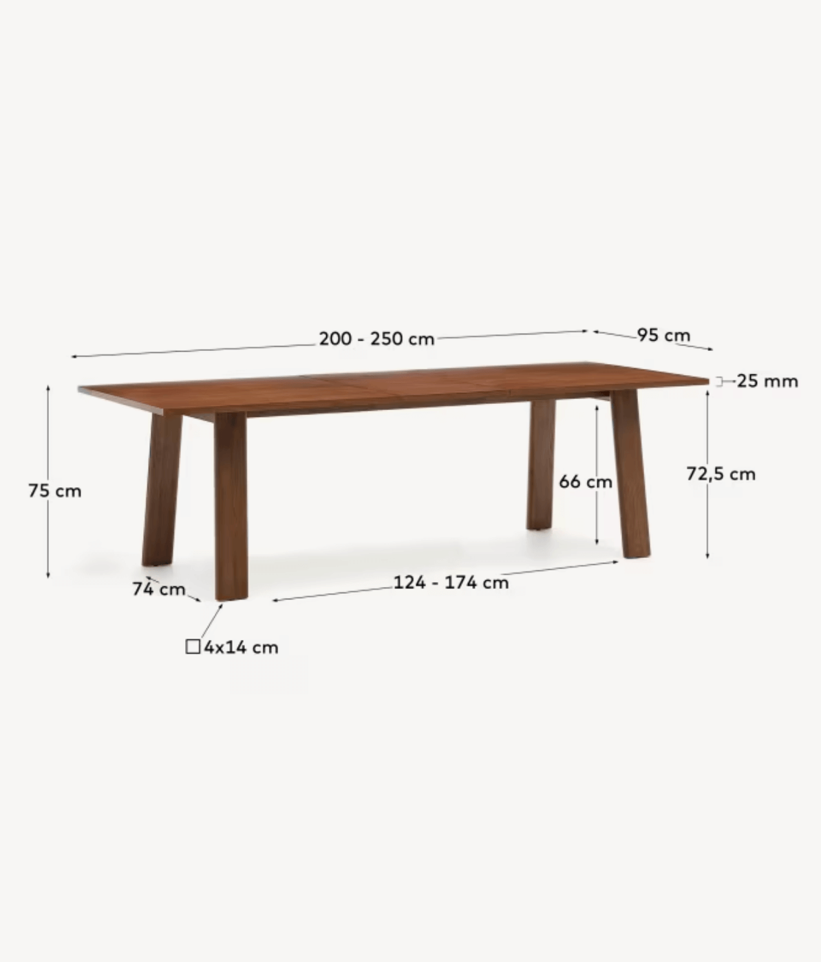 ARLEN išskleidžiamas stalas, 200 (250) x 95 cm - Image 11